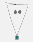 Aqua Halo Cubic Zirconia Pendant and Earring Set